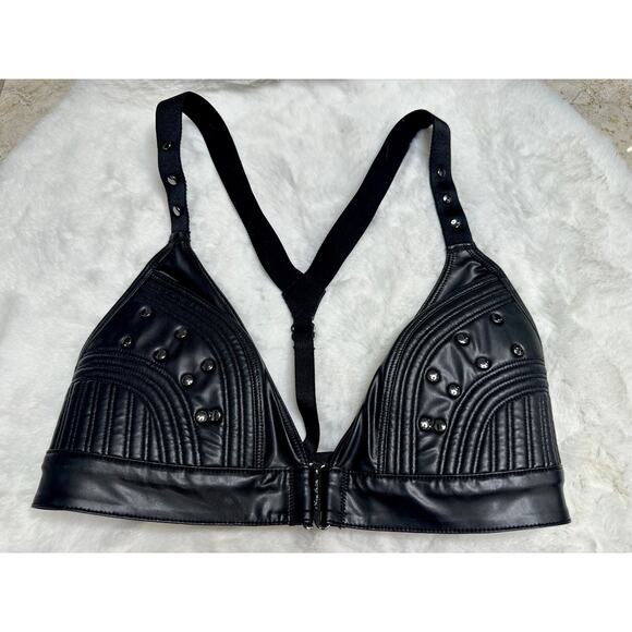 Honey Birdette CONNIE🖤 Faux Leather Studded 3 Piece Set M, M, S Thong - Picture 5 of 12